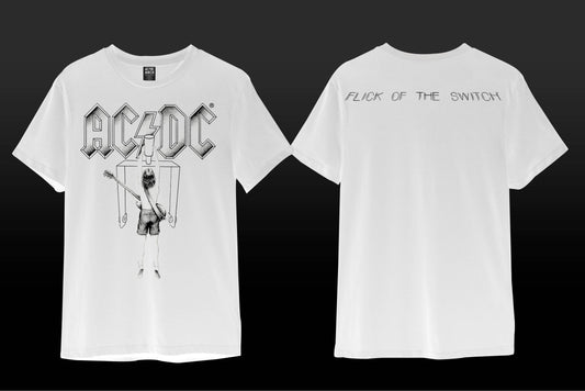 AC/DC Flick of the Switch T-Shirt - White - Get Down Art