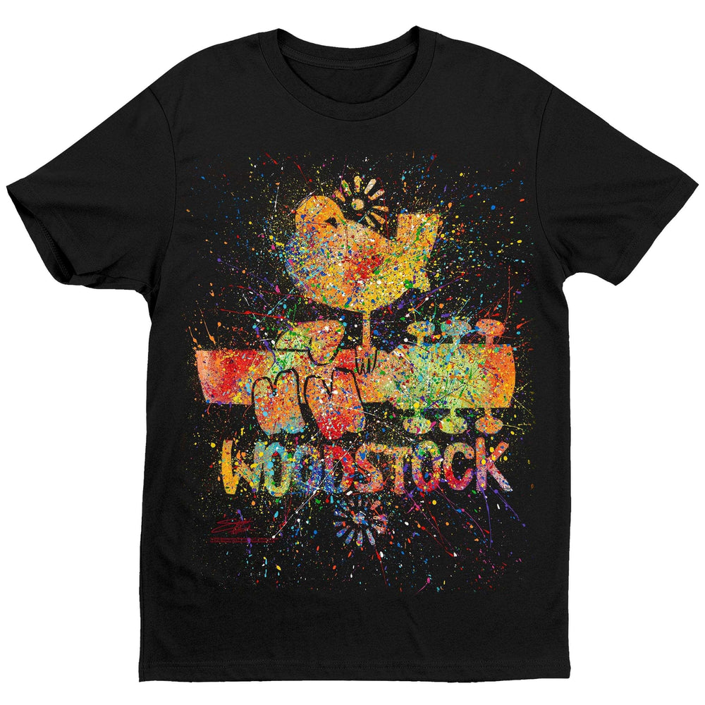 Woodstock Splatter T-Shirt - Black - Get Down Art - Flyclothing LLC