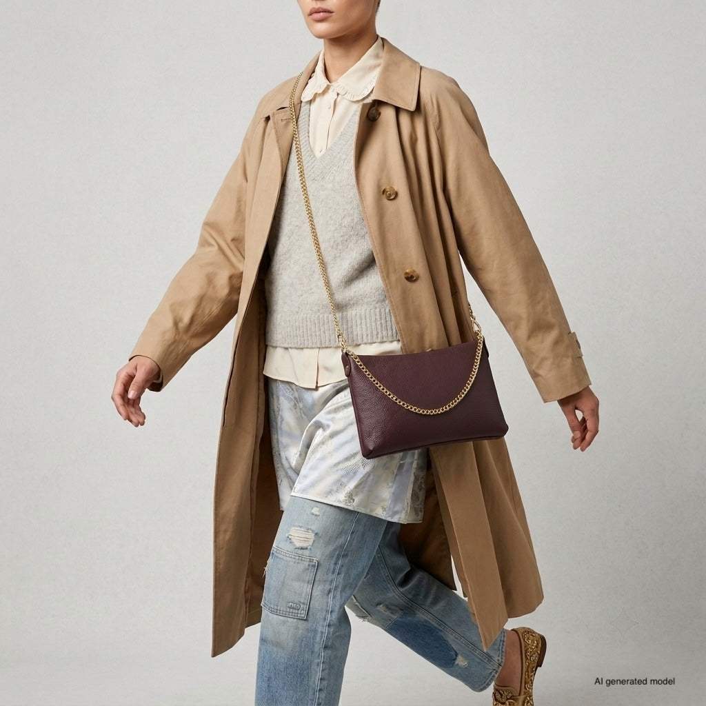 Italian Genuine Calf Leather Crossbody Bag 101315 - TAKEASY - Flyclothing LLC