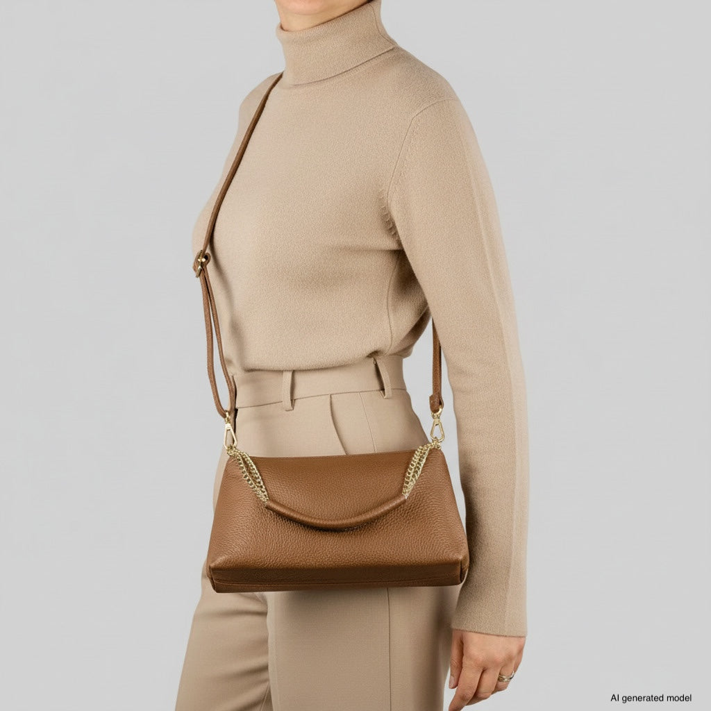 Italian Genuine Calf Leather Crossbody Bag 171522 - TAKEASY - Flyclothing LLC