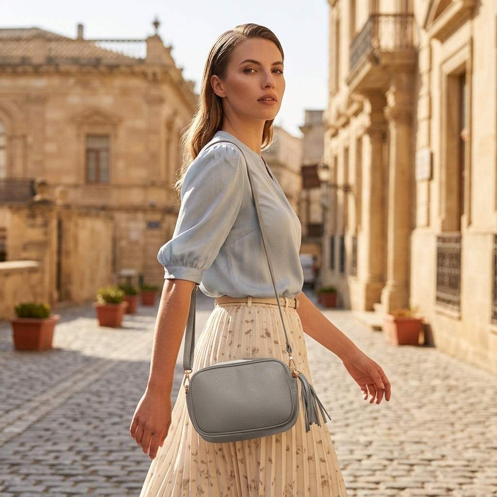 Italian Genuine Calf Leather Crossbody Bag 231302 - TAKEASY - Flyclothing LLC