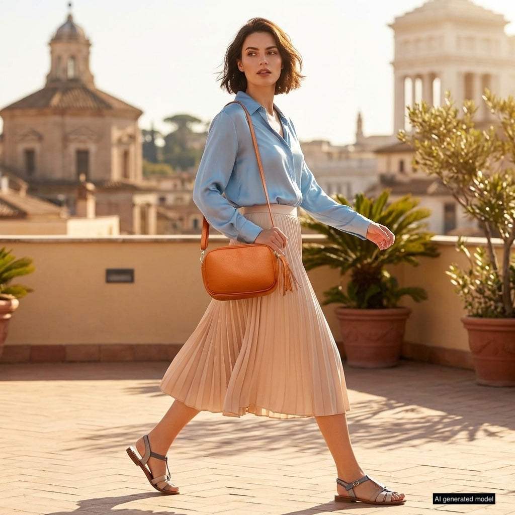 Italian Genuine Calf Leather Crossbody Bag 231302 - TAKEASY - Flyclothing LLC