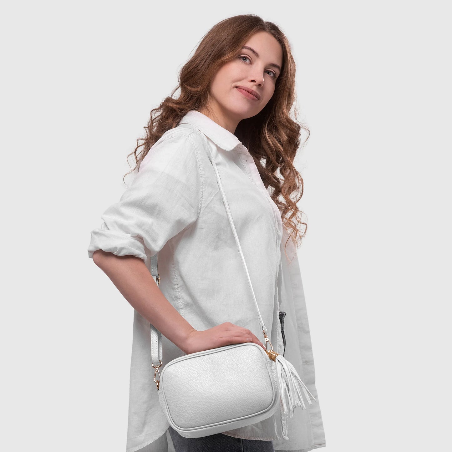 Calf Leather Crossbody Bag - TAKEASY - Flyclothing LLC