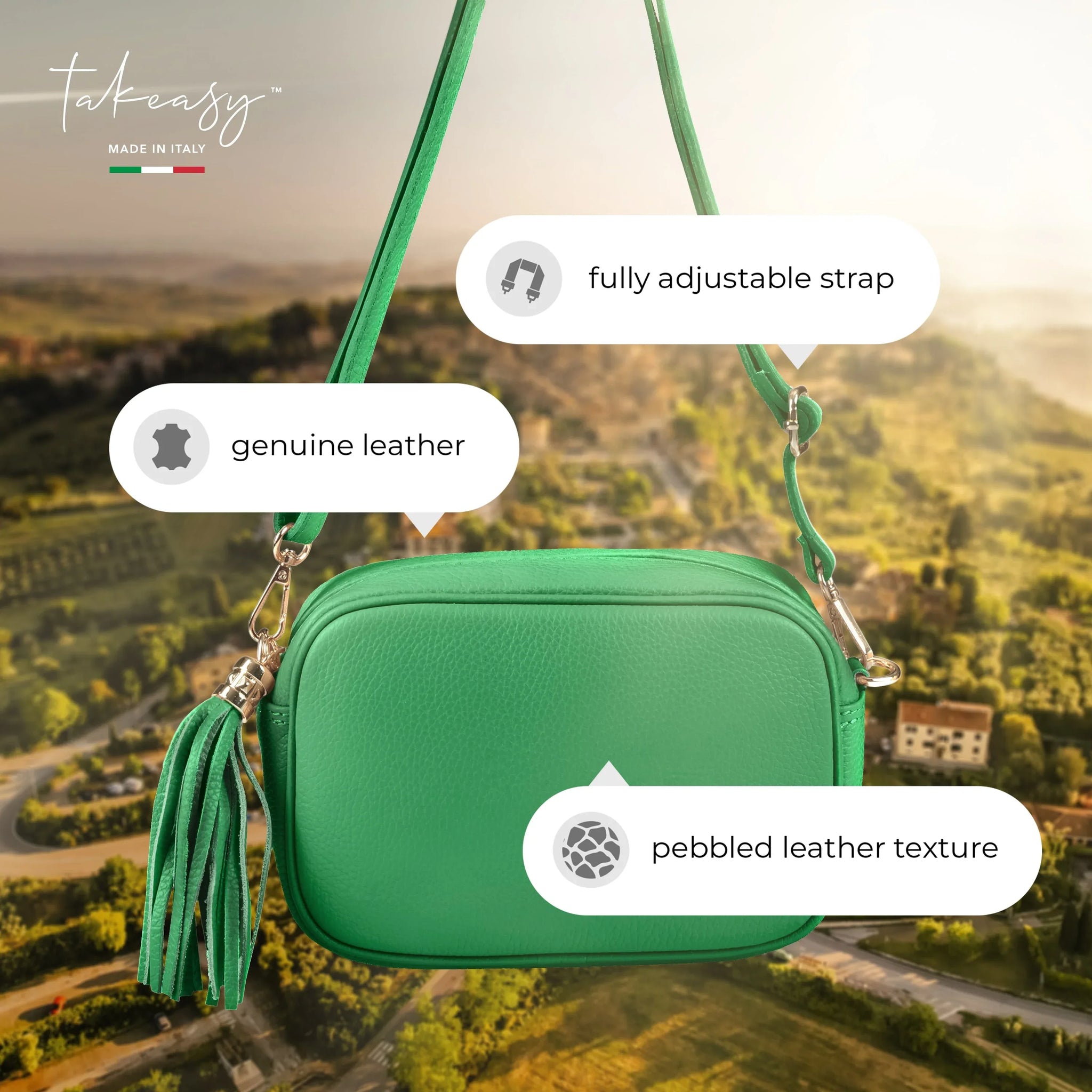 Calf Leather Crossbody Bag - TAKEASY - Flyclothing LLC