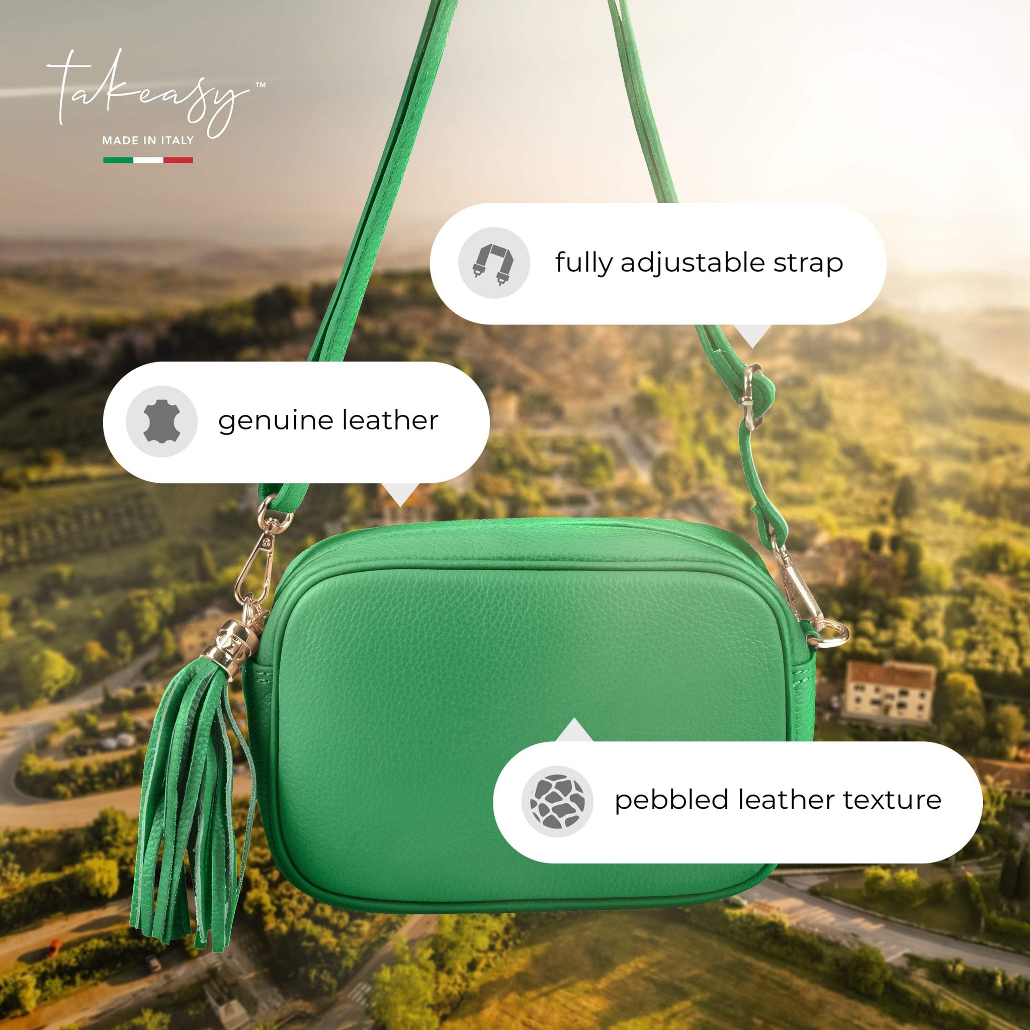 Italian Genuine Calf Leather Crossbody Bag 231302 - TAKEASY - Flyclothing LLC