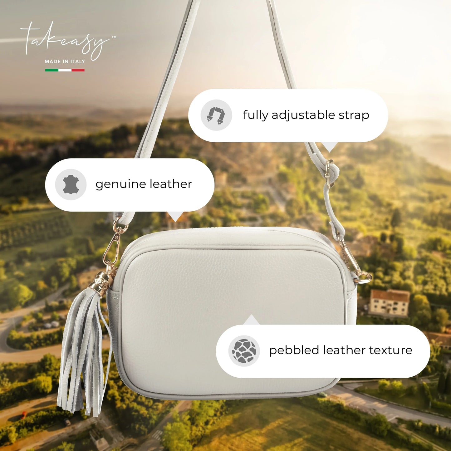 Calf Leather Crossbody Bag - TAKEASY - Flyclothing LLC