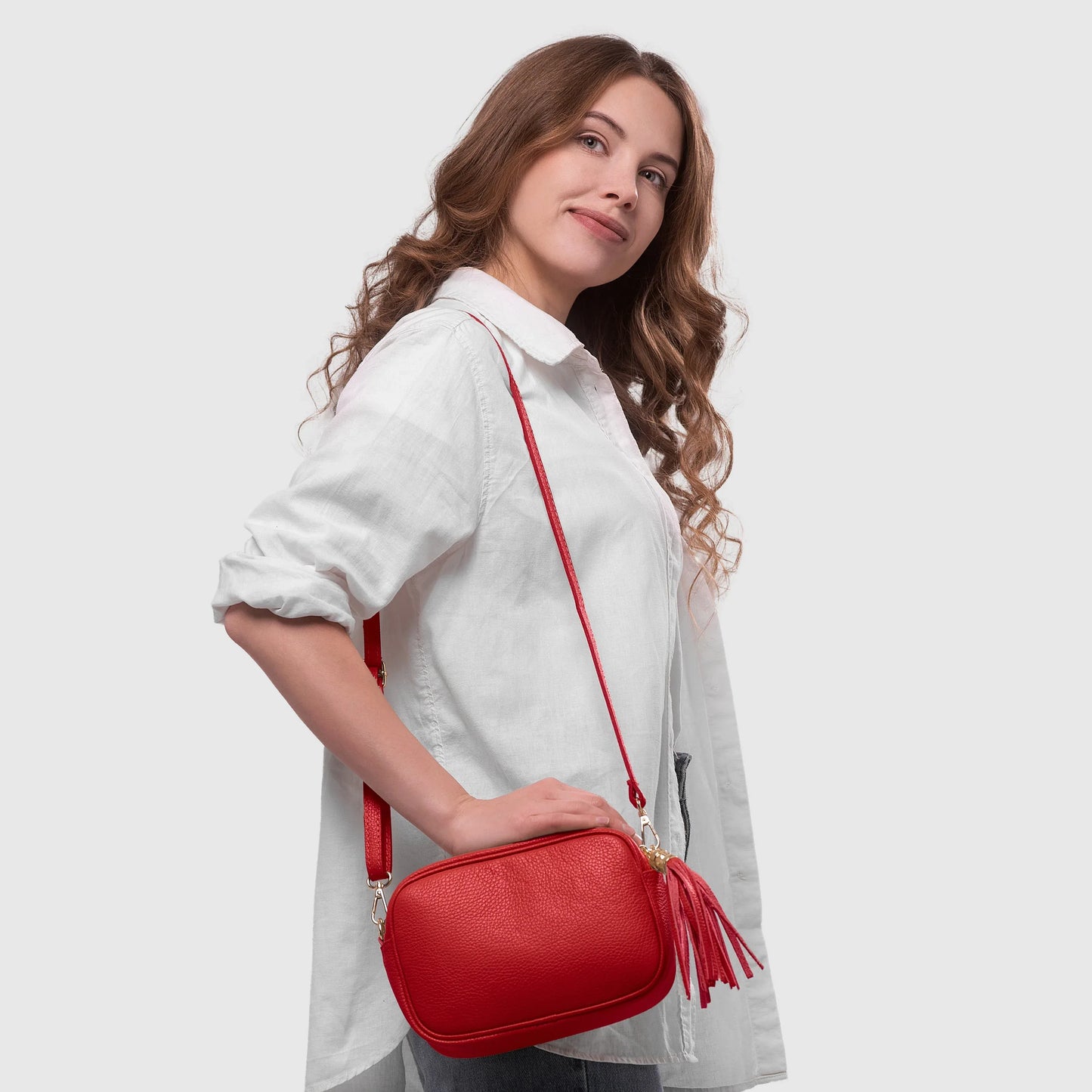 Calf Leather Crossbody Bag - TAKEASY - Flyclothing LLC