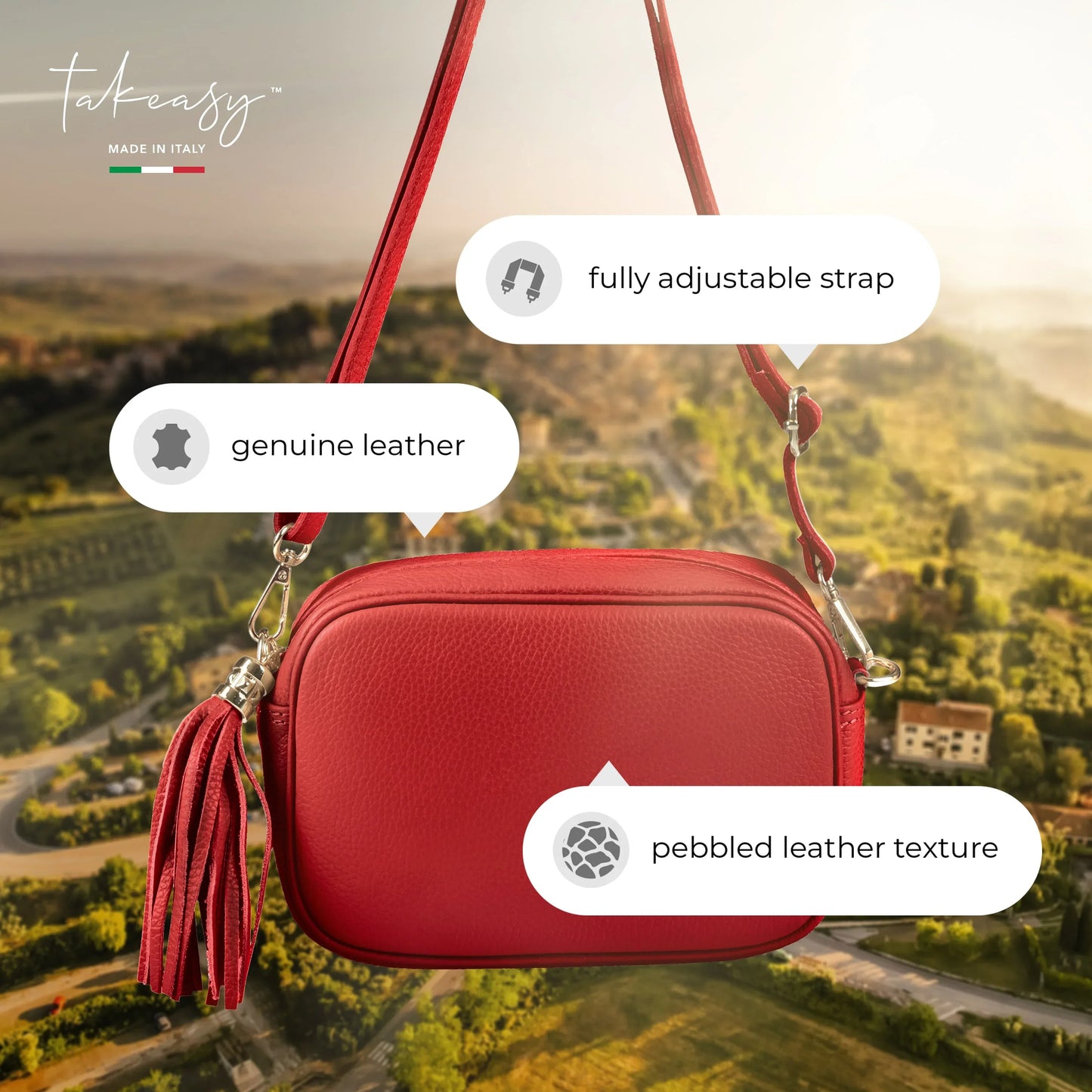 Calf Leather Crossbody Bag - TAKEASY - Flyclothing LLC