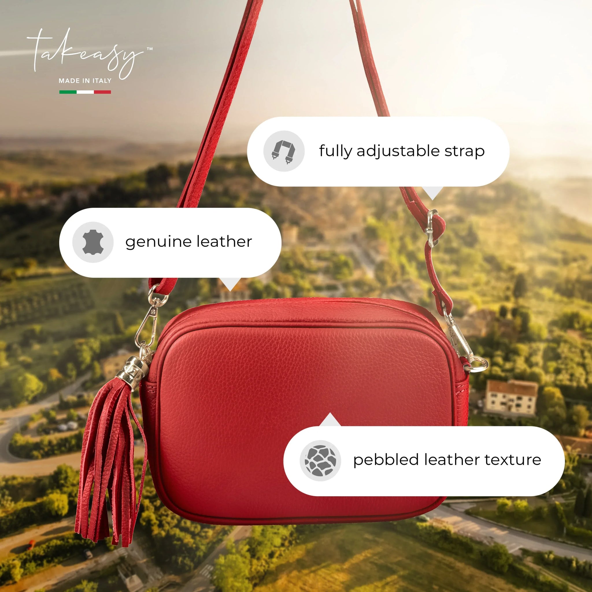 Calf Leather Crossbody Bag - TAKEASY - Flyclothing LLC