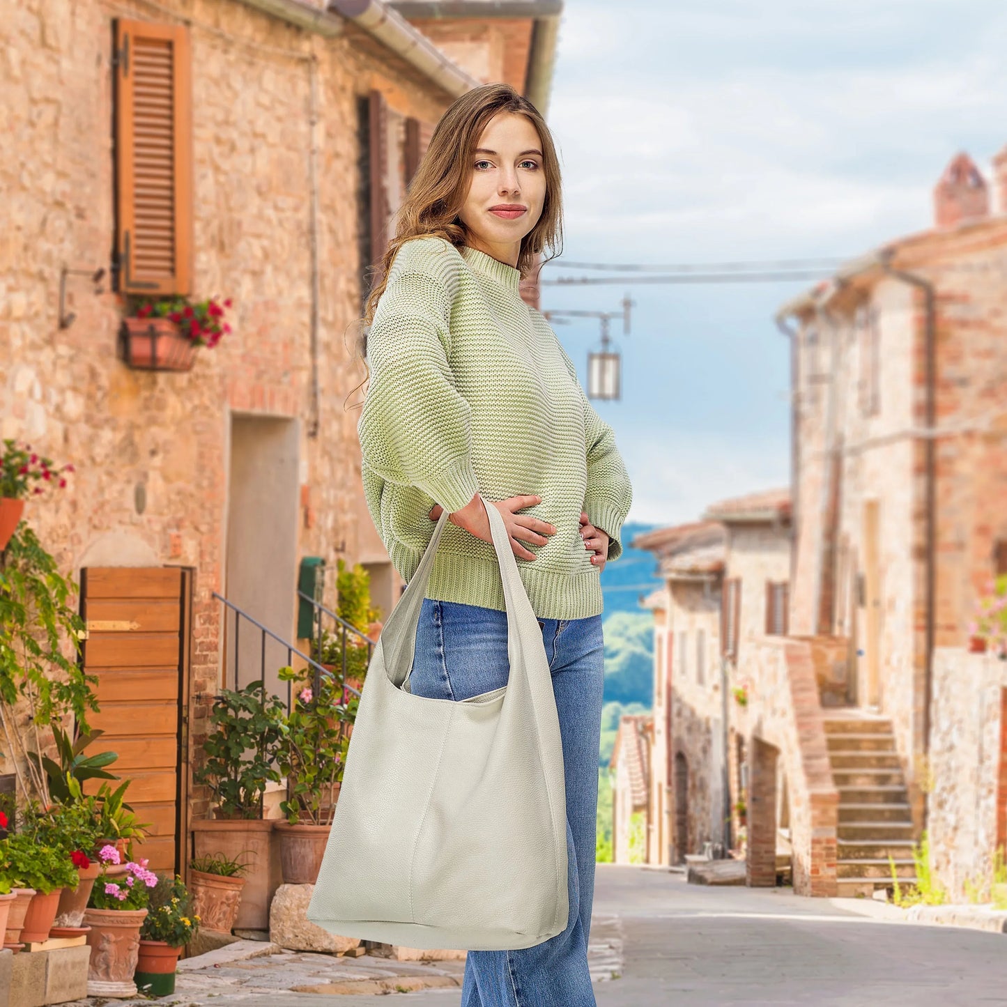 Calf Leather Hobo Bag - TAKEASY - Flyclothing LLC