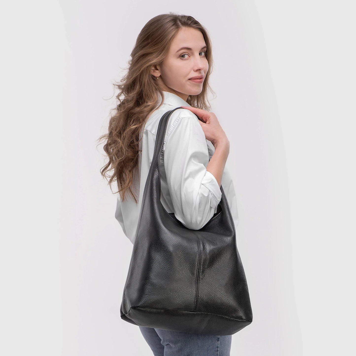 Calf Leather Hobo Bag - TAKEASY - Flyclothing LLC