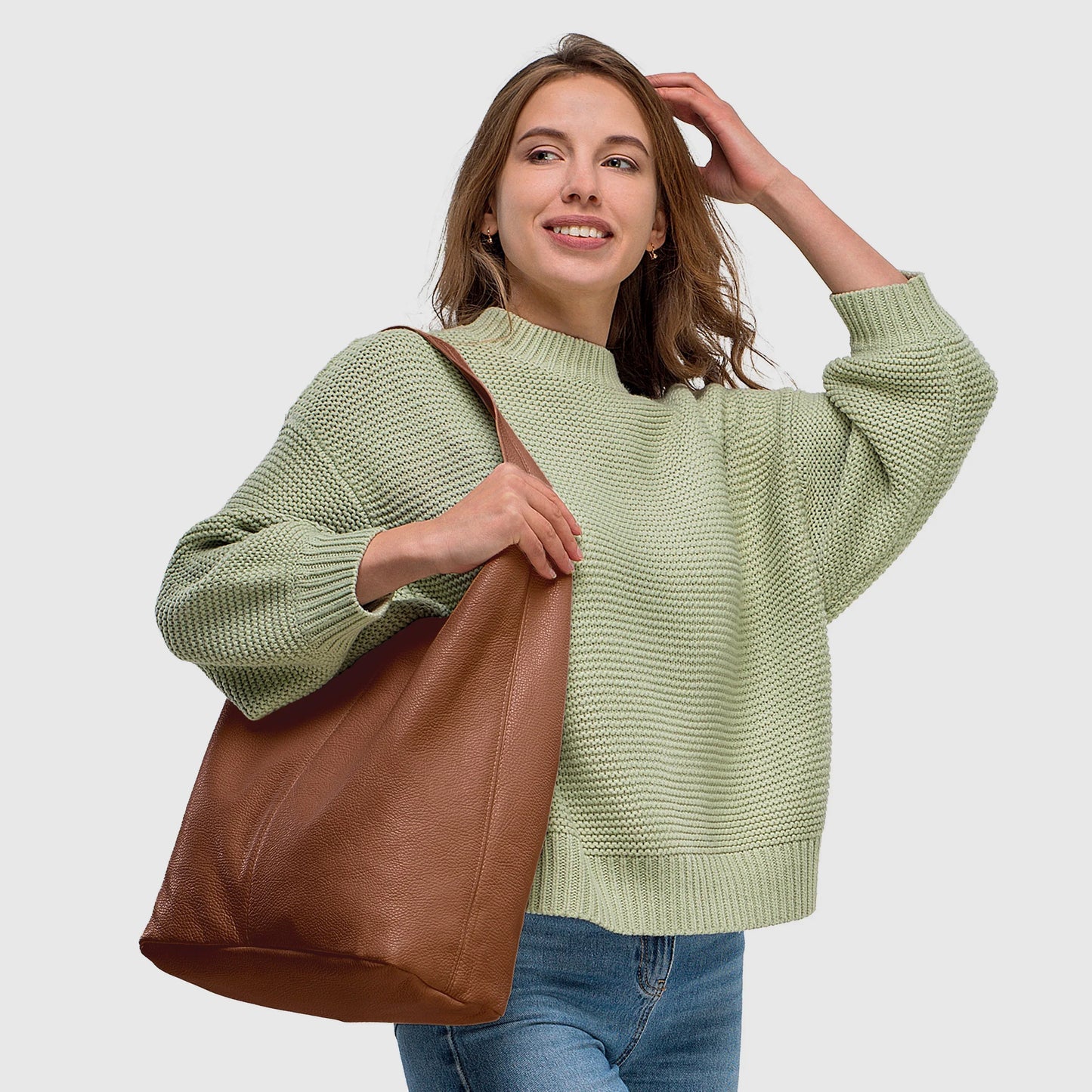 Calf Leather Hobo Bag - TAKEASY - Flyclothing LLC