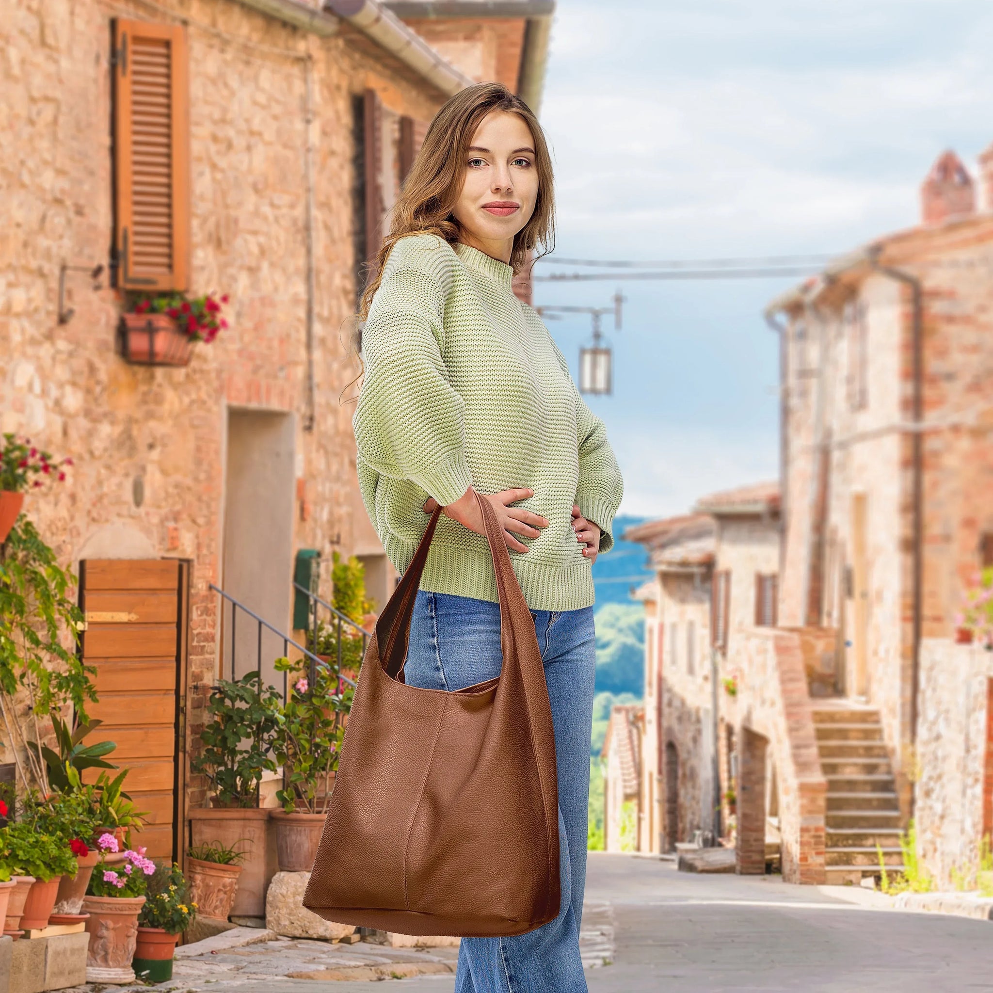 Calf Leather Hobo Bag - TAKEASY - Flyclothing LLC