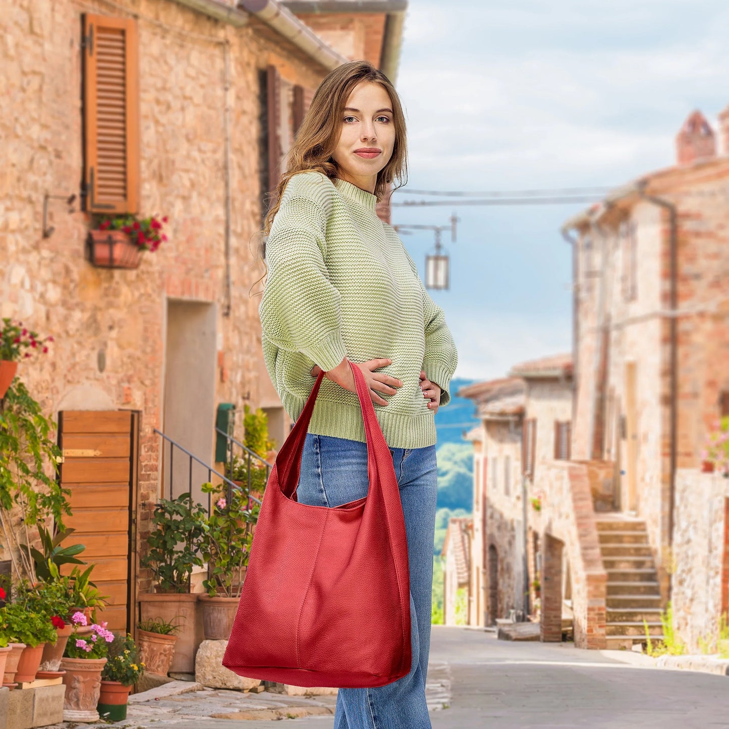 Calf Leather Hobo Bag - TAKEASY - Flyclothing LLC