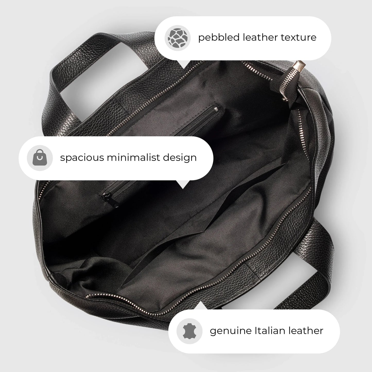 Calf Leather Tote Bag - TAKEASY - Flyclothing LLC