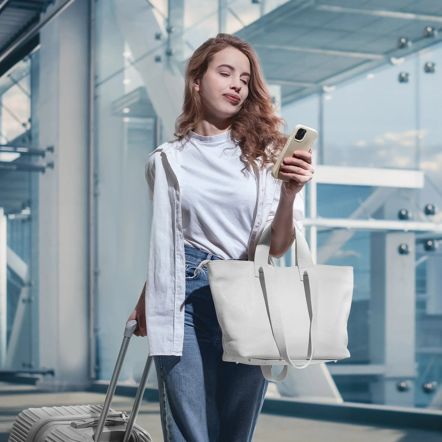 Calf Leather Tote Bag - TAKEASY - Flyclothing LLC