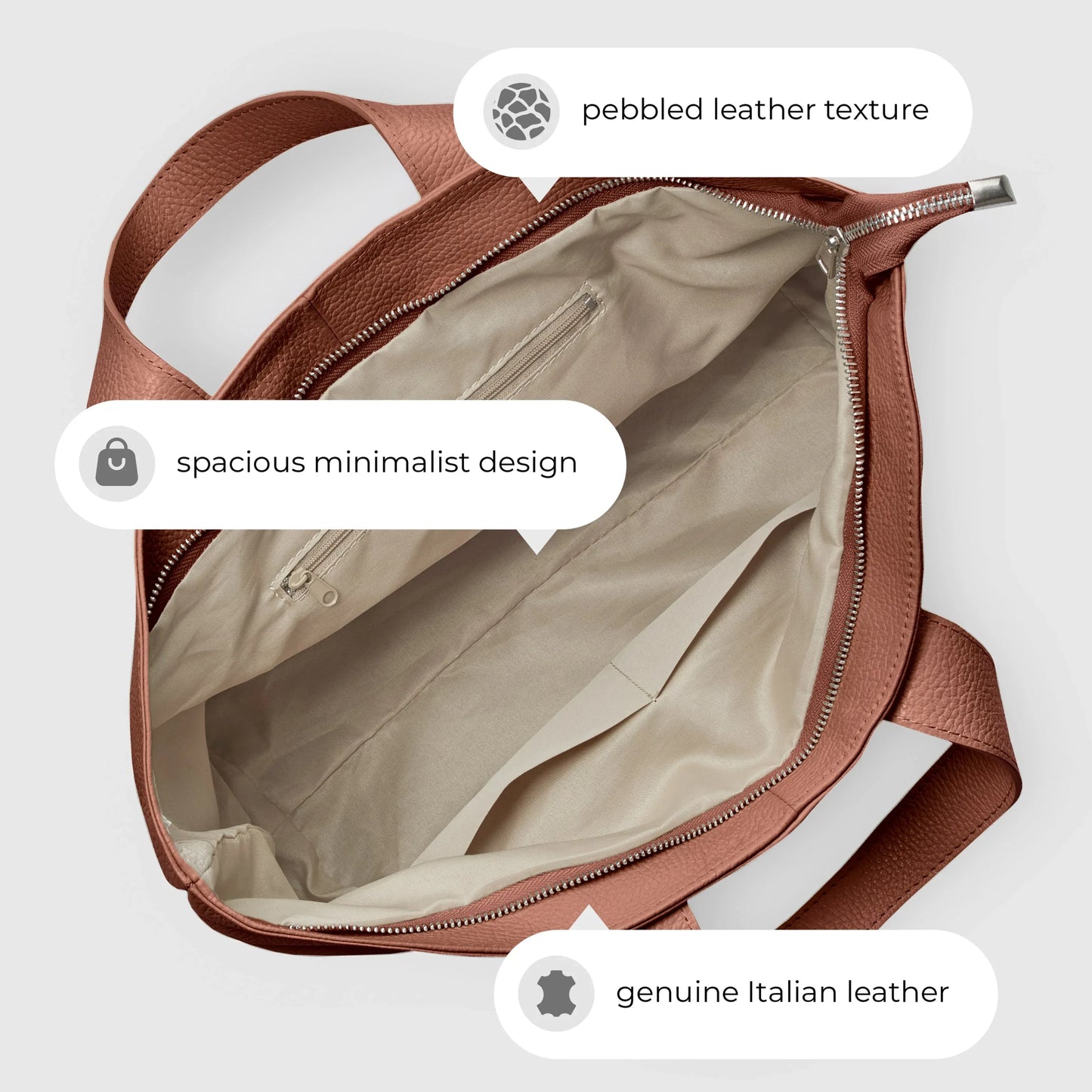 Calf Leather Tote Bag - TAKEASY - Flyclothing LLC