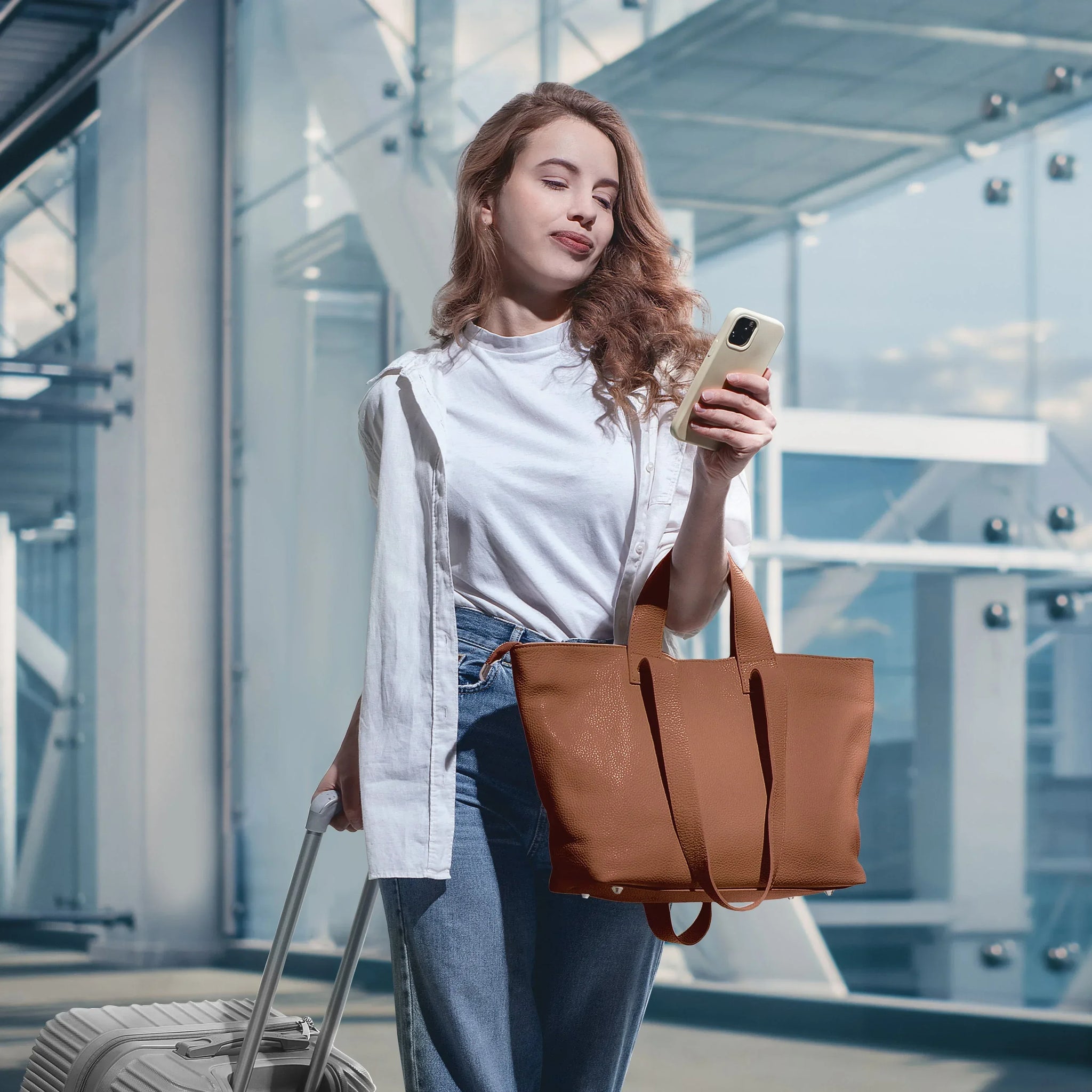 Calf Leather Tote Bag - TAKEASY - Flyclothing LLC