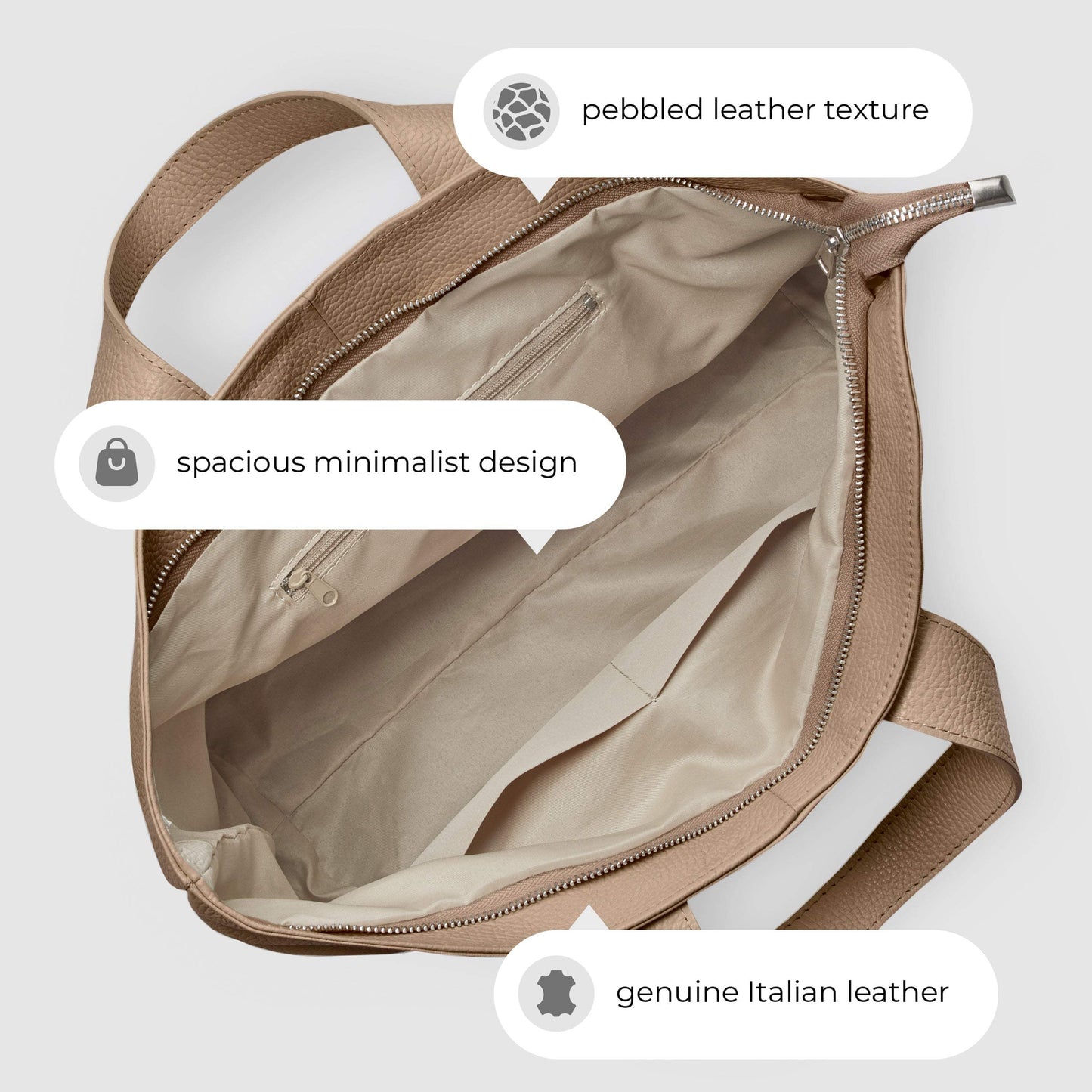 Italian Genuine Calf Leather Tote Bag 122500 - TAKEASY - Flyclothing LLC
