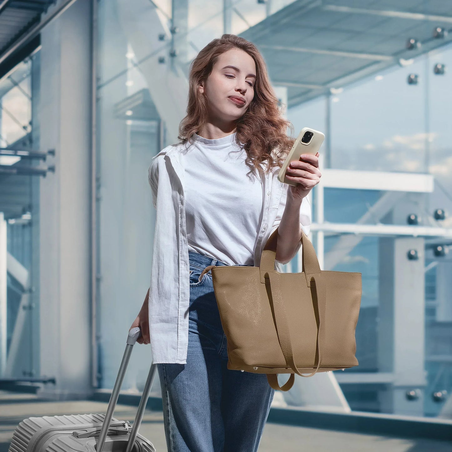 Calf Leather Tote Bag - TAKEASY - Flyclothing LLC