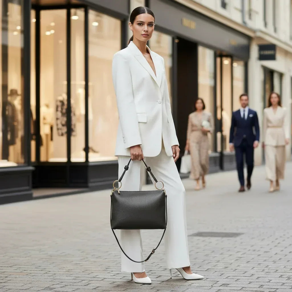 Calf Leather Shoulder Bag - TAKEASY - Flyclothing LLC