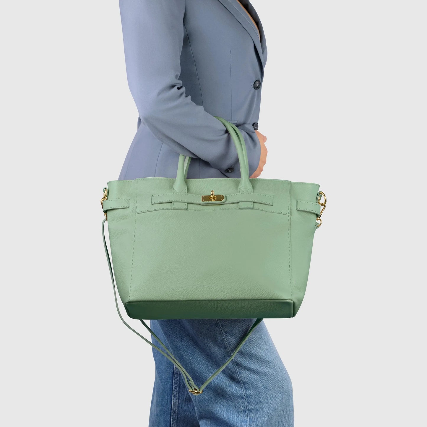 Italian Genuine Calf Leather Top-Handle Bag 233233 - TAKEASY - Flyclothing LLC
