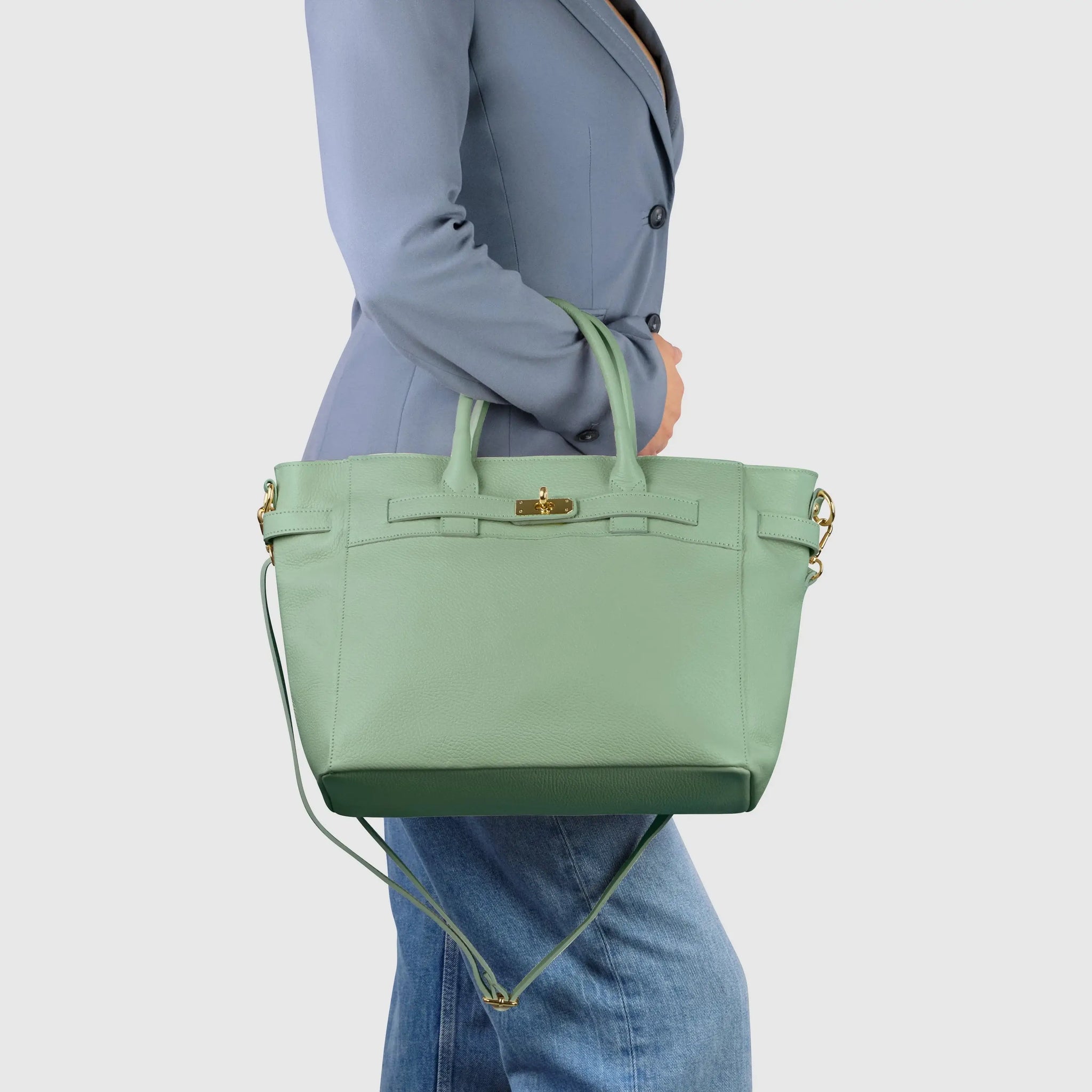 Italian Genuine Calf Leather Top-Handle Bag 233233 - TAKEASY - Flyclothing LLC