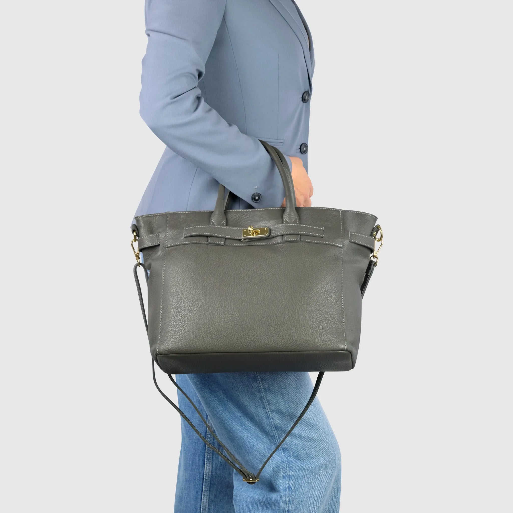 Italian Genuine Calf Leather Top-Handle Bag 233233 - TAKEASY - Flyclothing LLC
