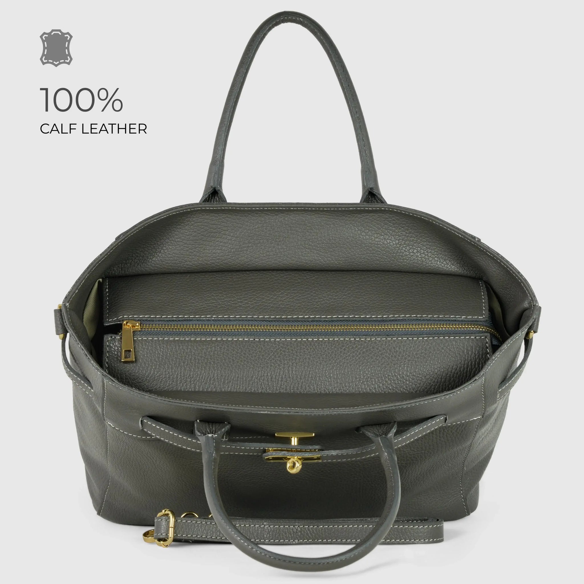 Italian Genuine Calf Leather Top-Handle Bag 233233 - TAKEASY - Flyclothing LLC