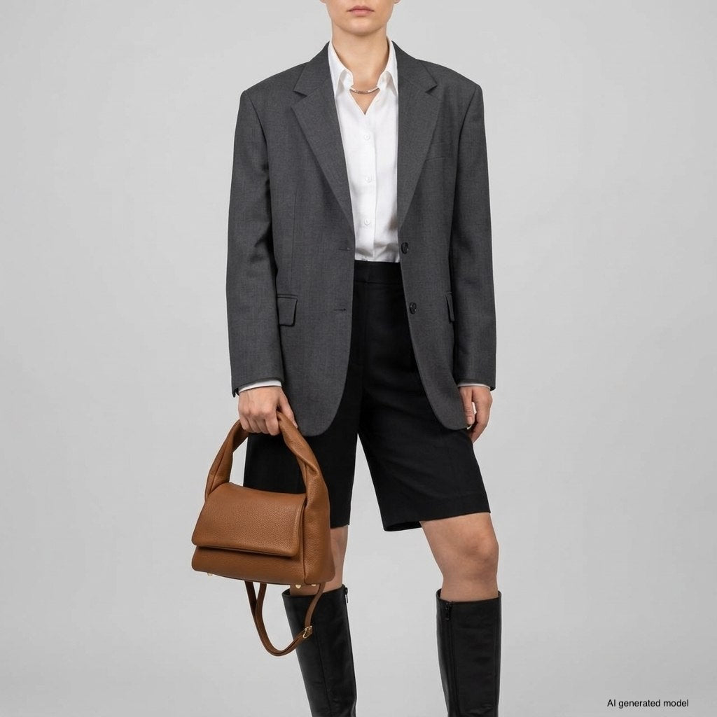 Italian Genuine Calf Leather Top-Handle Bag 262495 - TAKEASY - Flyclothing LLC