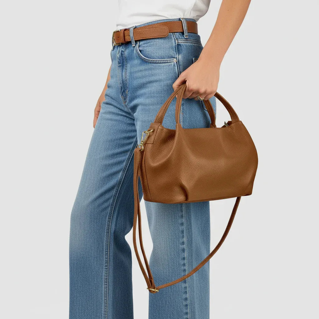 Calf Leather Top-Handle Bag - TAKEASY - Flyclothing LLC