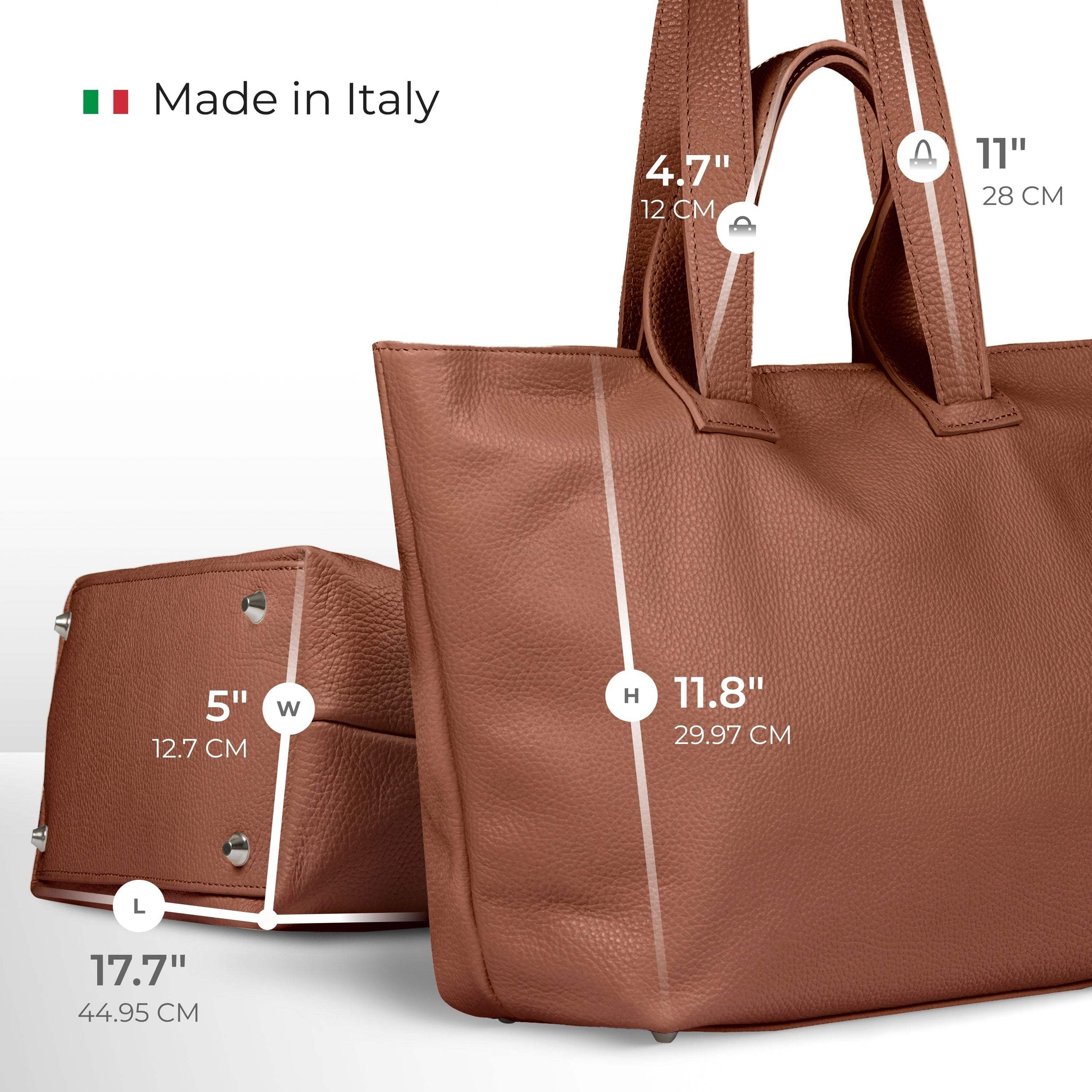 Italian Genuine Calf Leather Tote Bag 122500 - TAKEASY - Flyclothing LLC