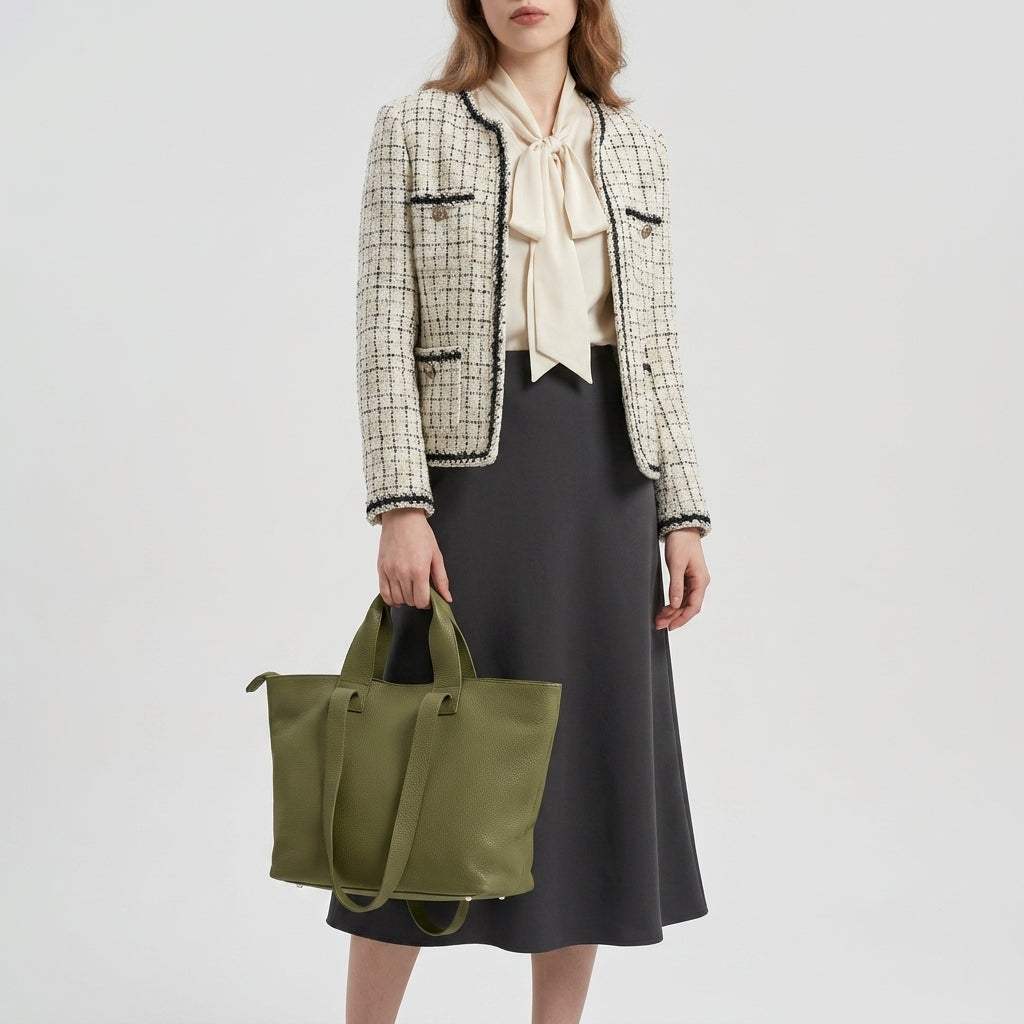 Italian Genuine Calf Leather Tote Bag 122500 - TAKEASY - Flyclothing LLC