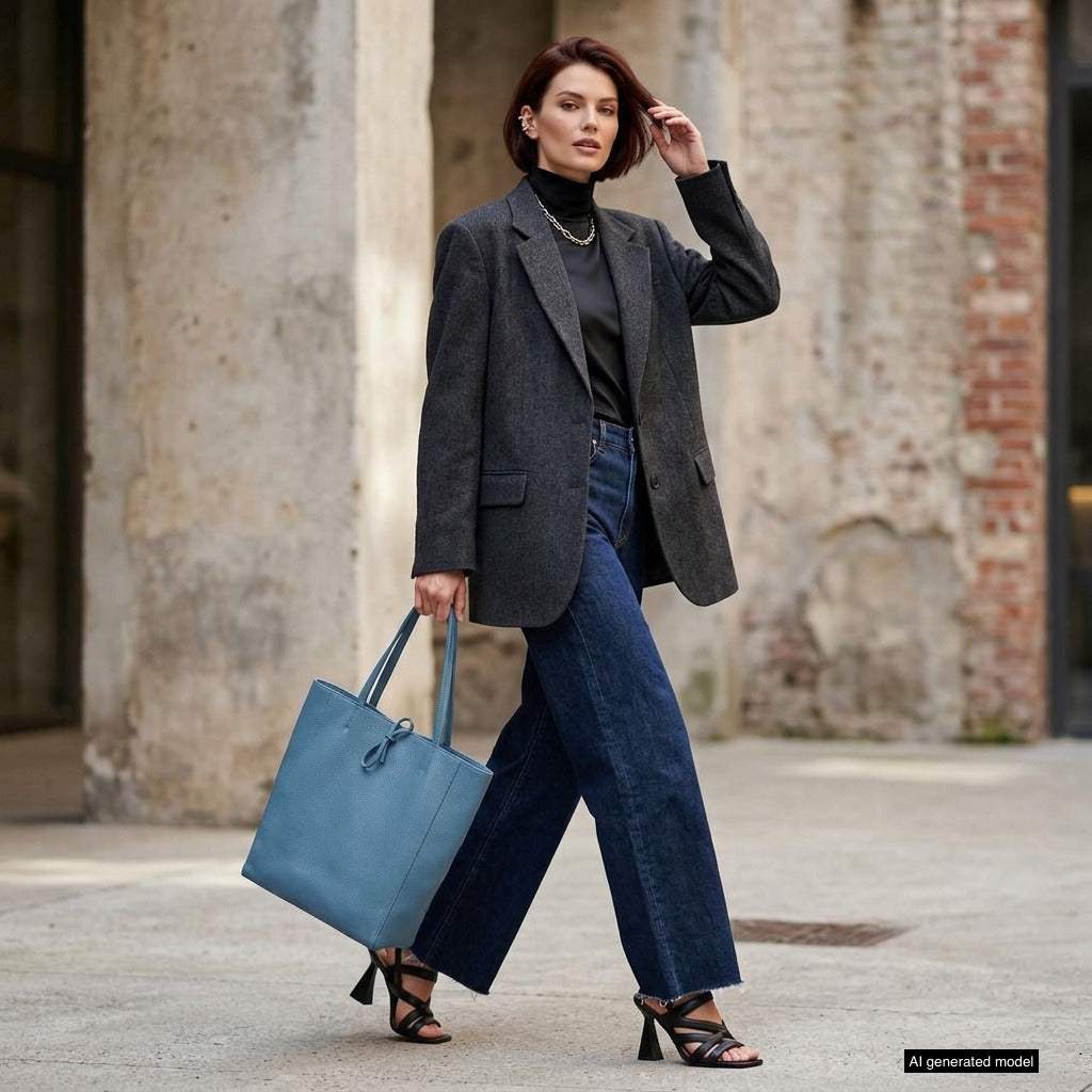 Italian Genuine Calf Leather Tote Bag 201718 - TAKEASY - Flyclothing LLC