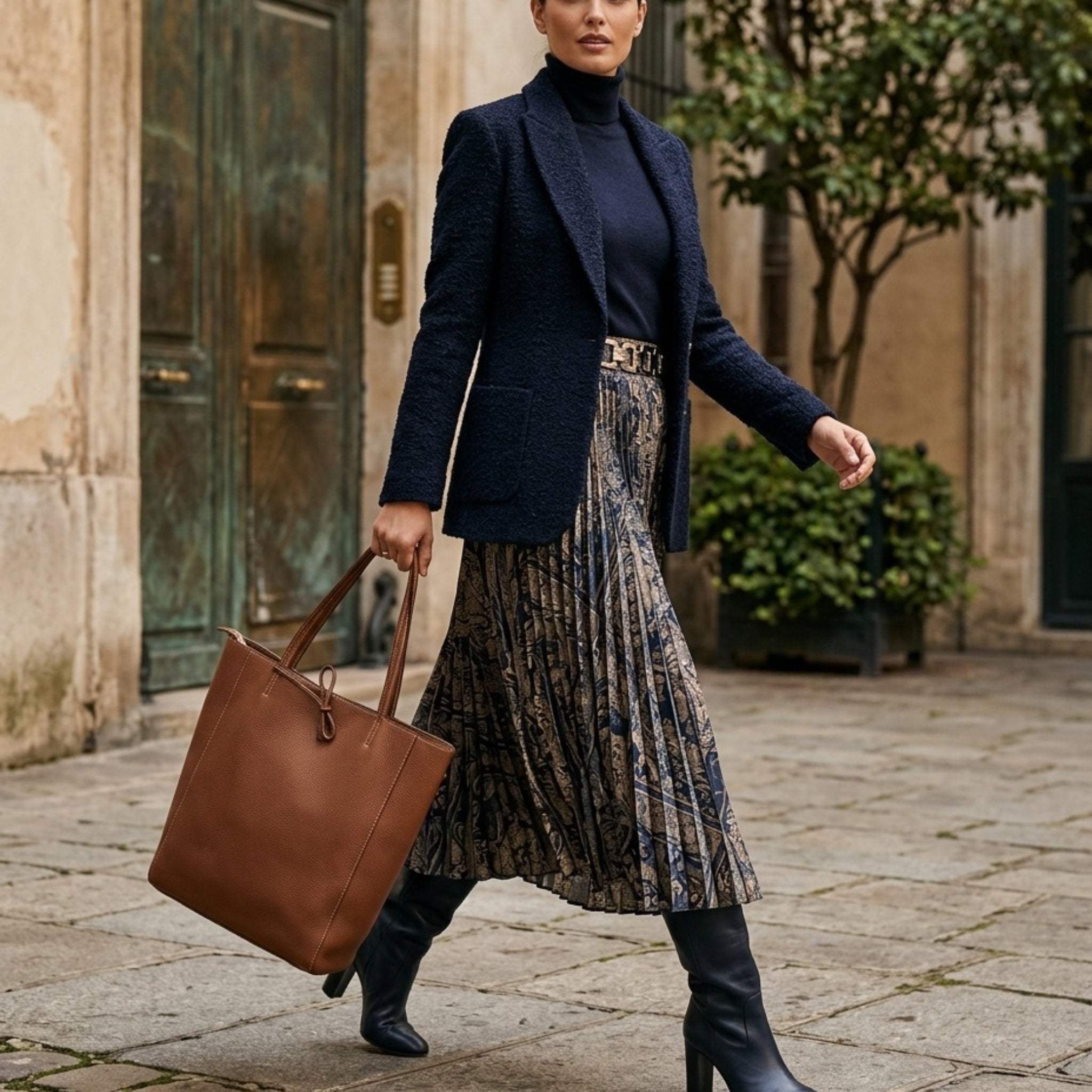 Italian Genuine Calf Leather Tote Bag 201718 - TAKEASY - Flyclothing LLC