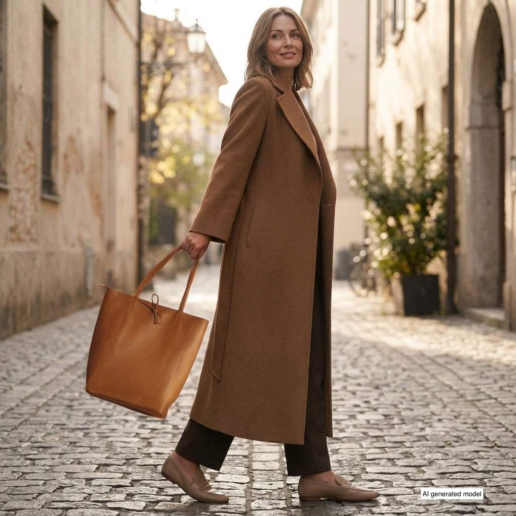 Italian Genuine Calf Leather Tote Bag 201718 - TAKEASY - Flyclothing LLC