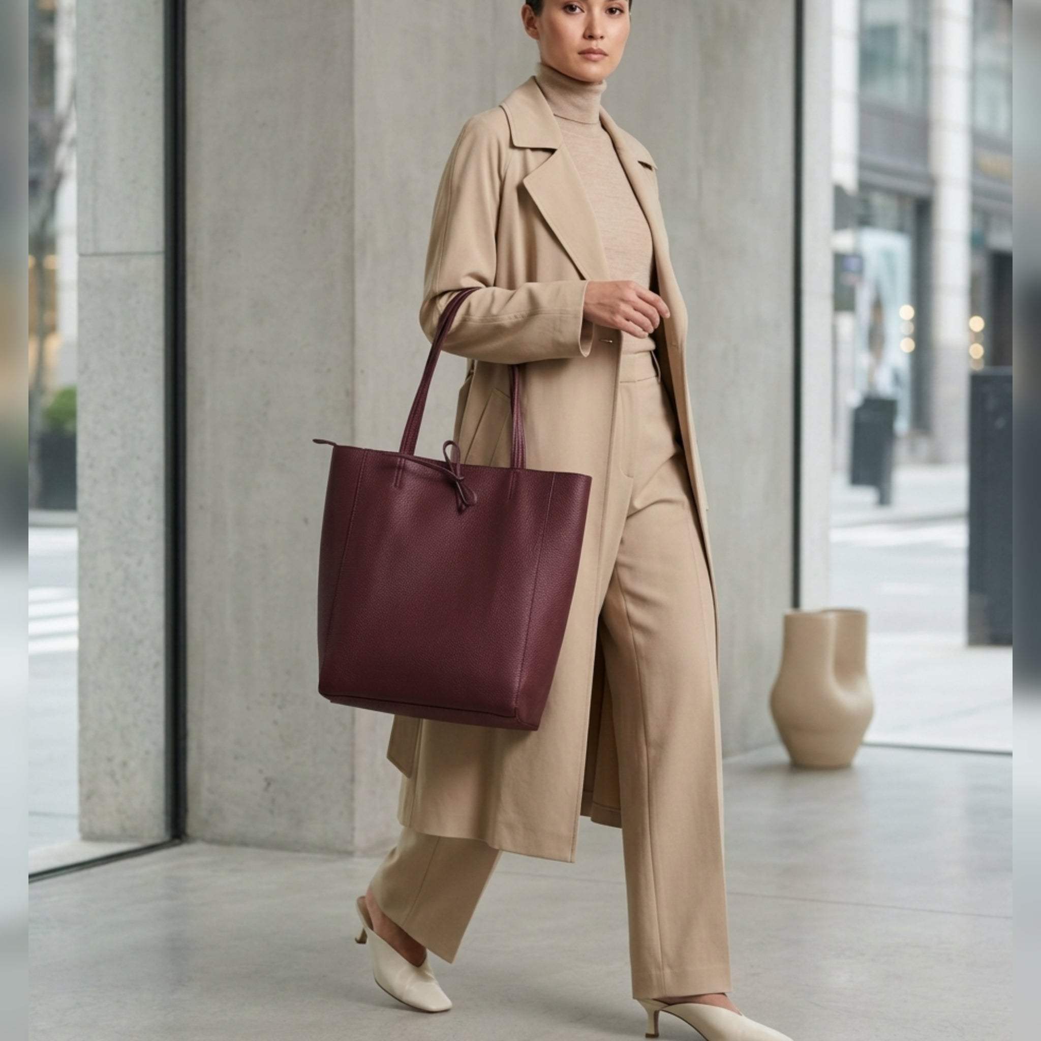 Italian Genuine Calf Leather Tote Bag 201718 - TAKEASY - Flyclothing LLC