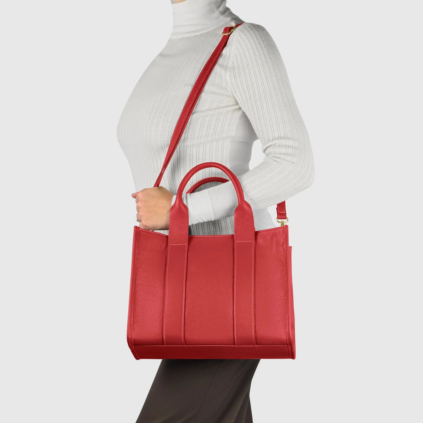 Italian Genuine Calf Leather Tote Bag 282611 - TAKEASY - Flyclothing LLC