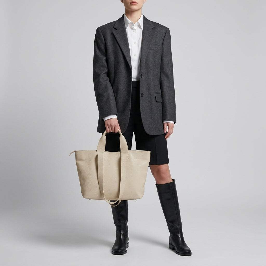 Italian Genuine Calf Leather Tote Bag 122500 - TAKEASY - Flyclothing LLC