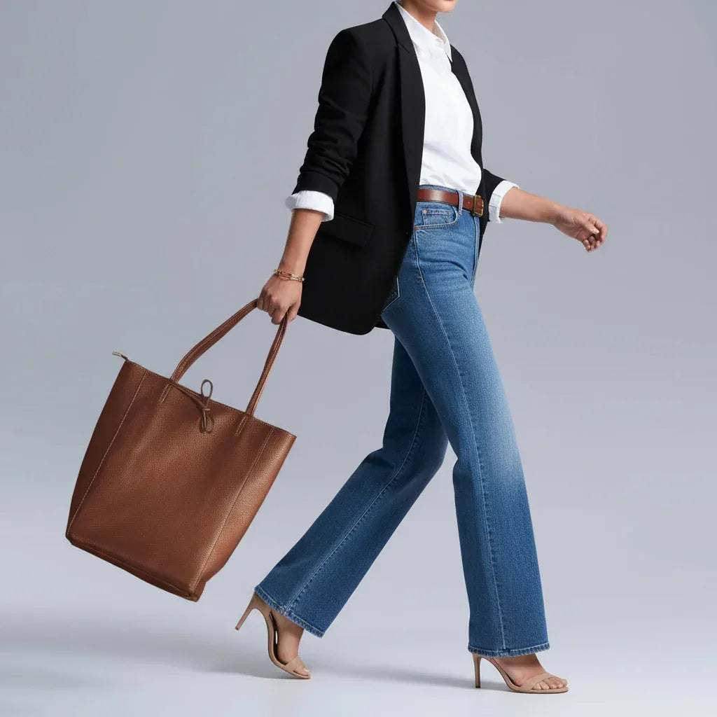 Calf Leather Tote Bag - TAKEASY - Flyclothing LLC