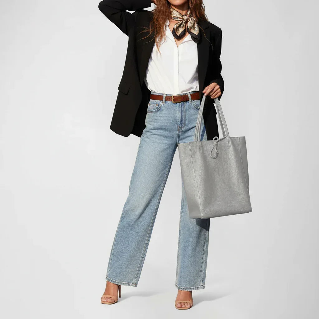 Calf Leather Tote Bag - TAKEASY - Flyclothing LLC