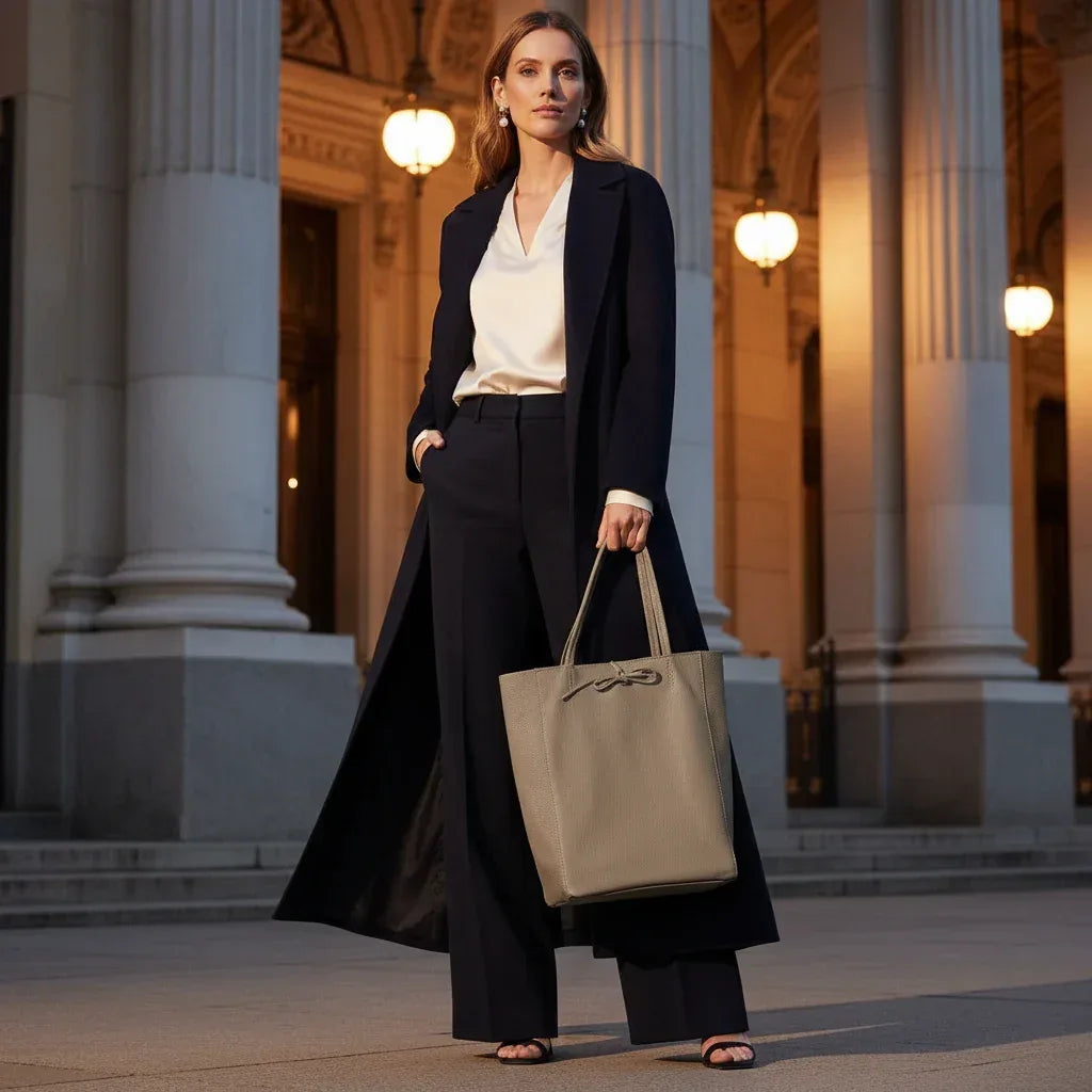 Calf Leather Tote Bag - TAKEASY - Flyclothing LLC