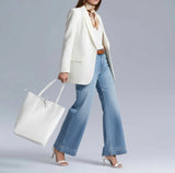 Calf Leather Tote Bag - TAKEASY - Flyclothing LLC