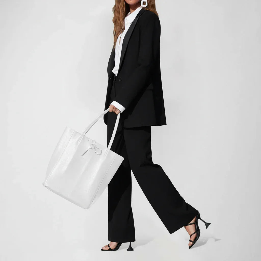 Calf Leather Tote Bag - TAKEASY - Flyclothing LLC