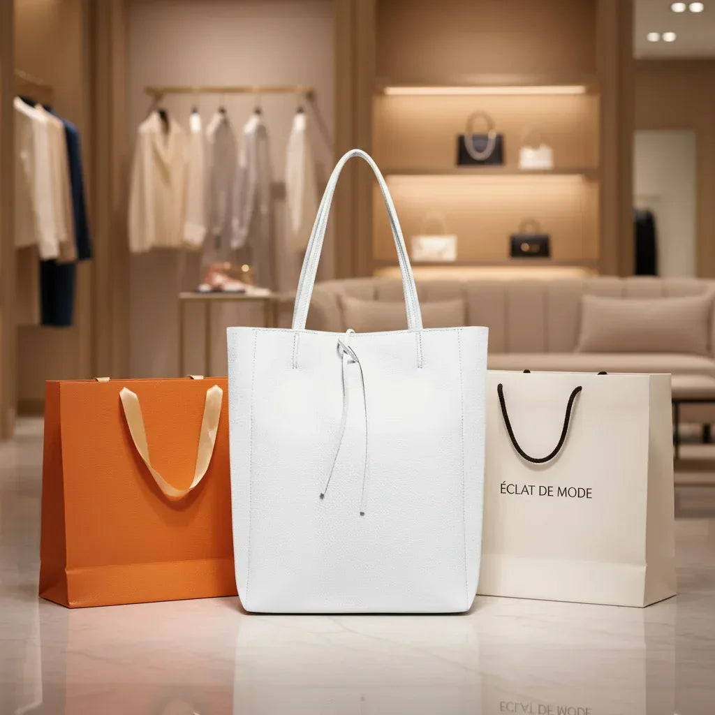 Calf Leather Tote Bag - TAKEASY - Flyclothing LLC