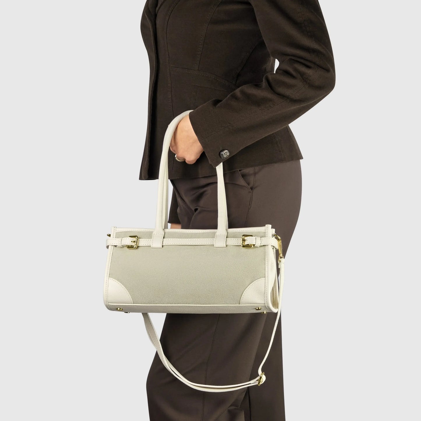 Italian Genuine Suede & Calf Leather Shoulder Bag 282615 - TAKEASY - Flyclothing LLC