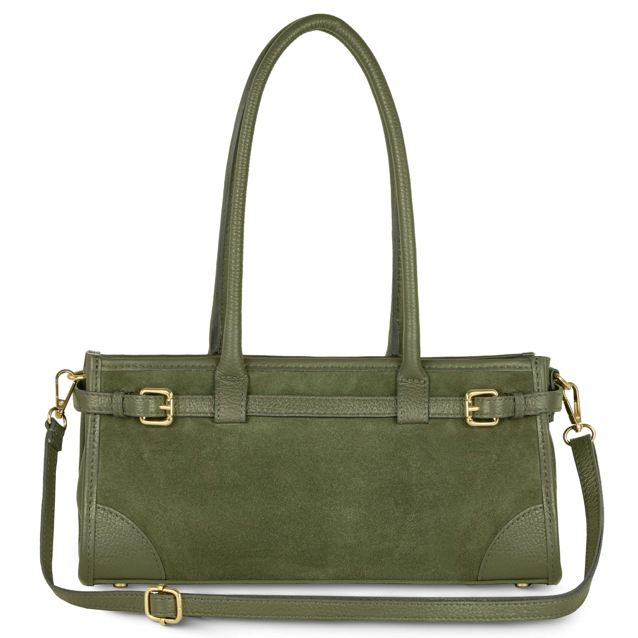 Italian Genuine Suede & Full-Grain Leather Shoulder Bag | Lodi - TAKEASY - Flyclothing LLC