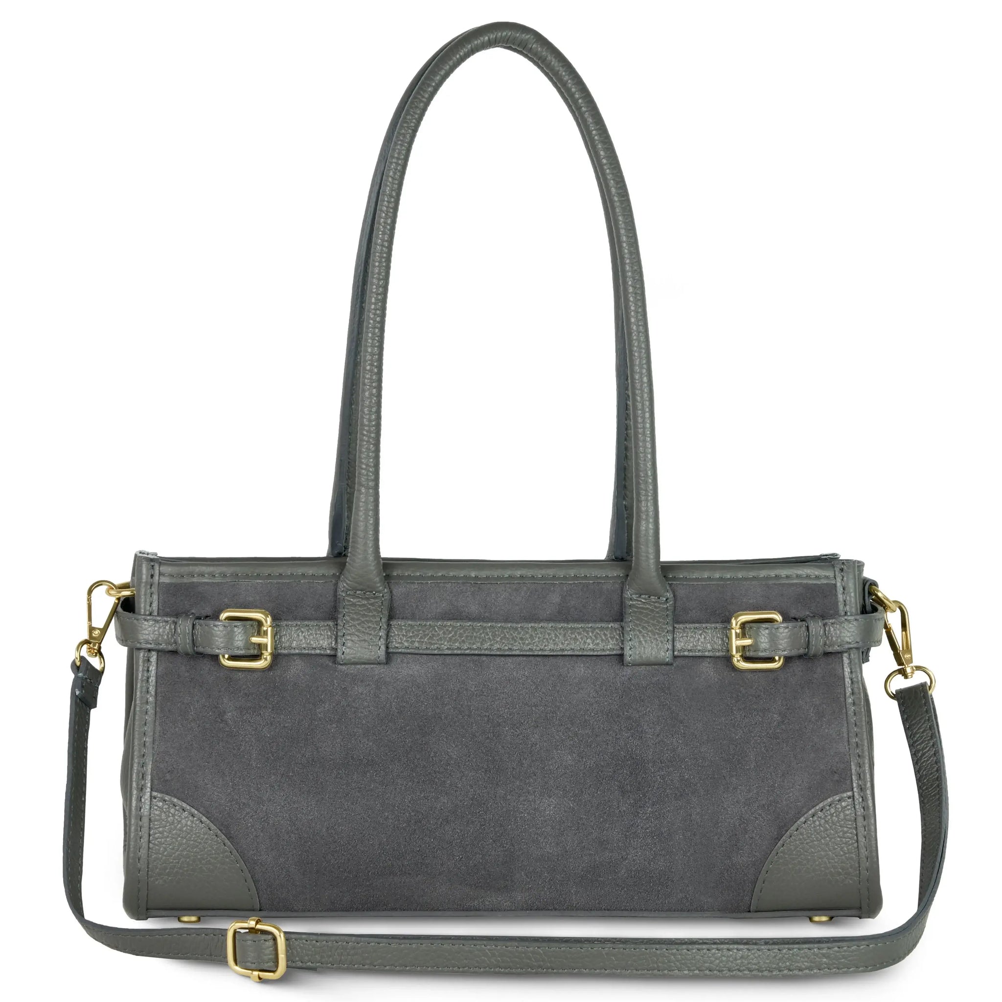 Italian Genuine Suede & Calf Leather Shoulder Bag 282615 - TAKEASY - Flyclothing LLC