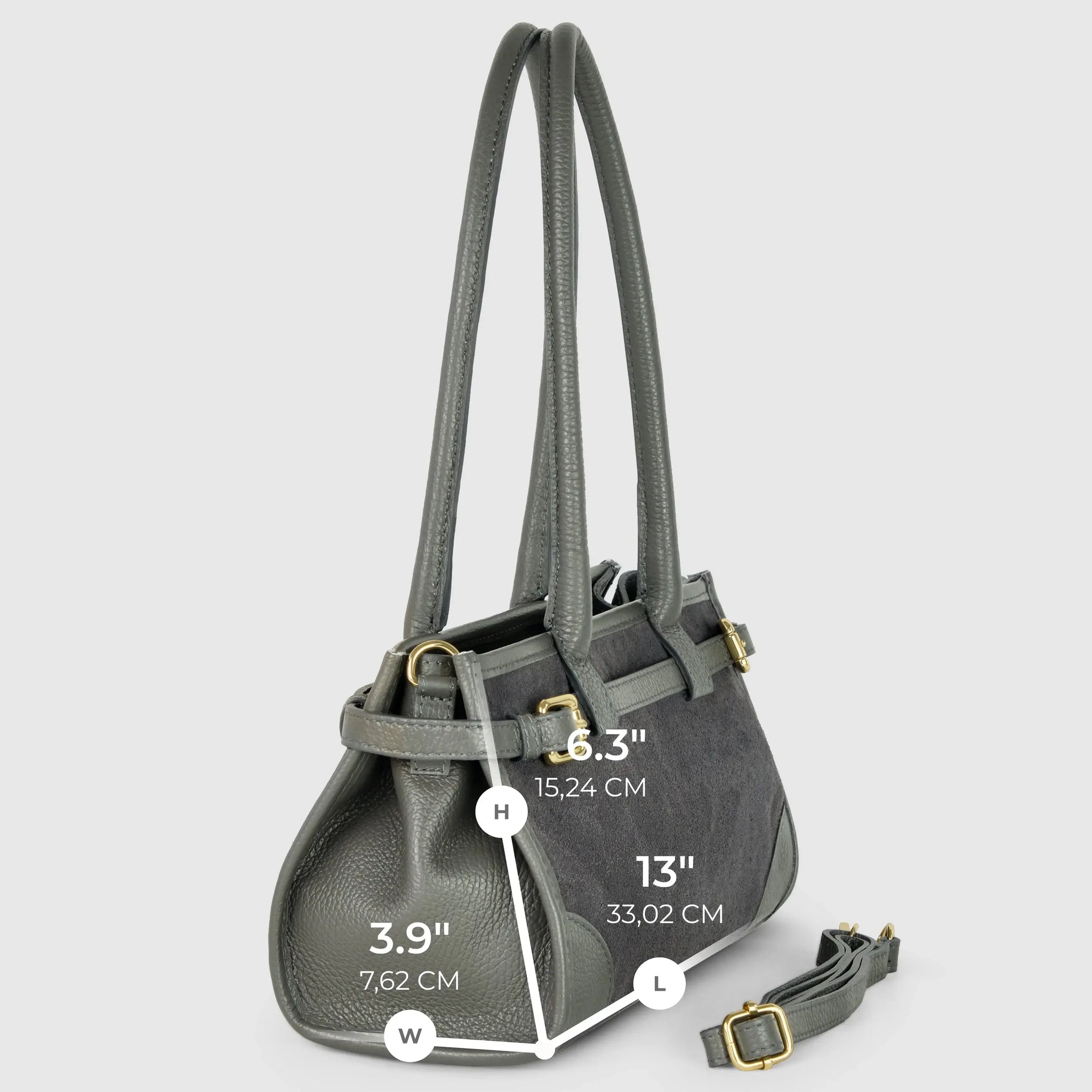 Italian Genuine Suede & Calf Leather Shoulder Bag 282615 - TAKEASY - Flyclothing LLC