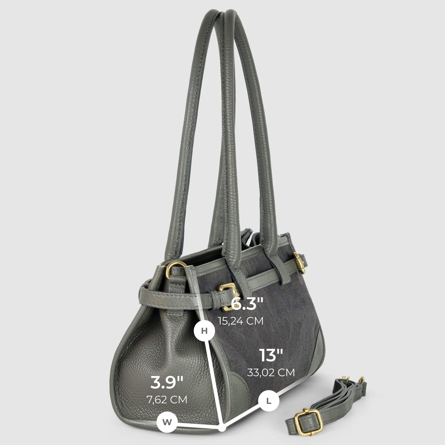 Italian Genuine Suede & Full-Grain Leather Shoulder Bag | Lodi - TAKEASY - Flyclothing LLC